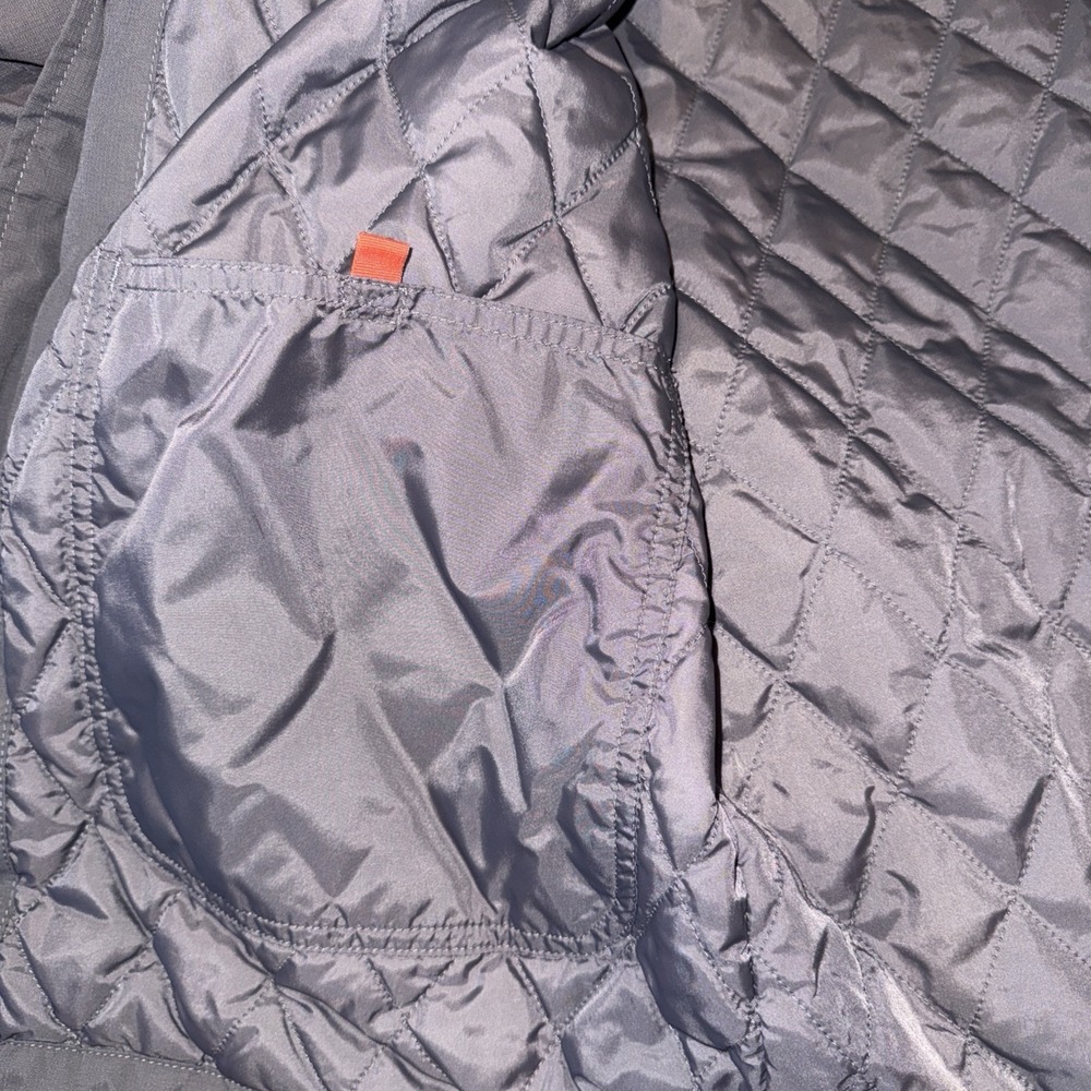 Lands End Jacket Mens Large Gray AquaCheck Thermolite Hooded Full Zip Nylon Coat - Picture 14 of 15
